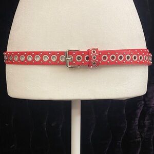 Red studded belt with silver accents #213